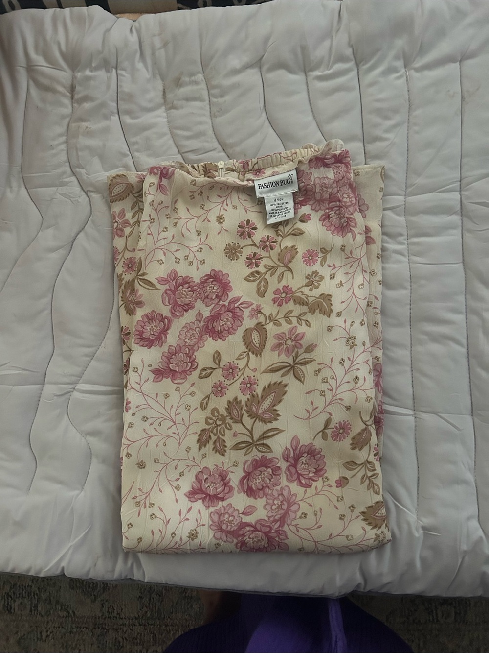 Fashion Bug Cream Floral Maxi Skirt with Pink and Tan Blossoms